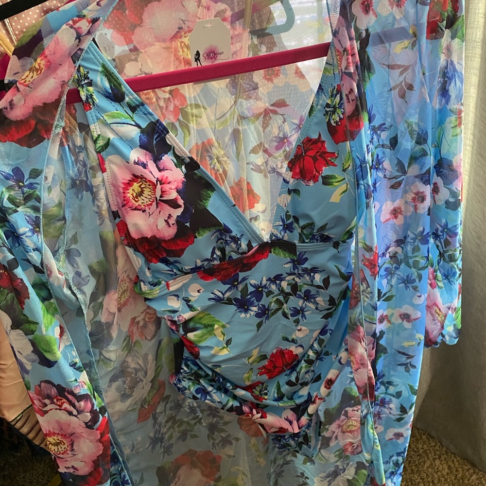 Blue flowered 2 pc. Bathing suit